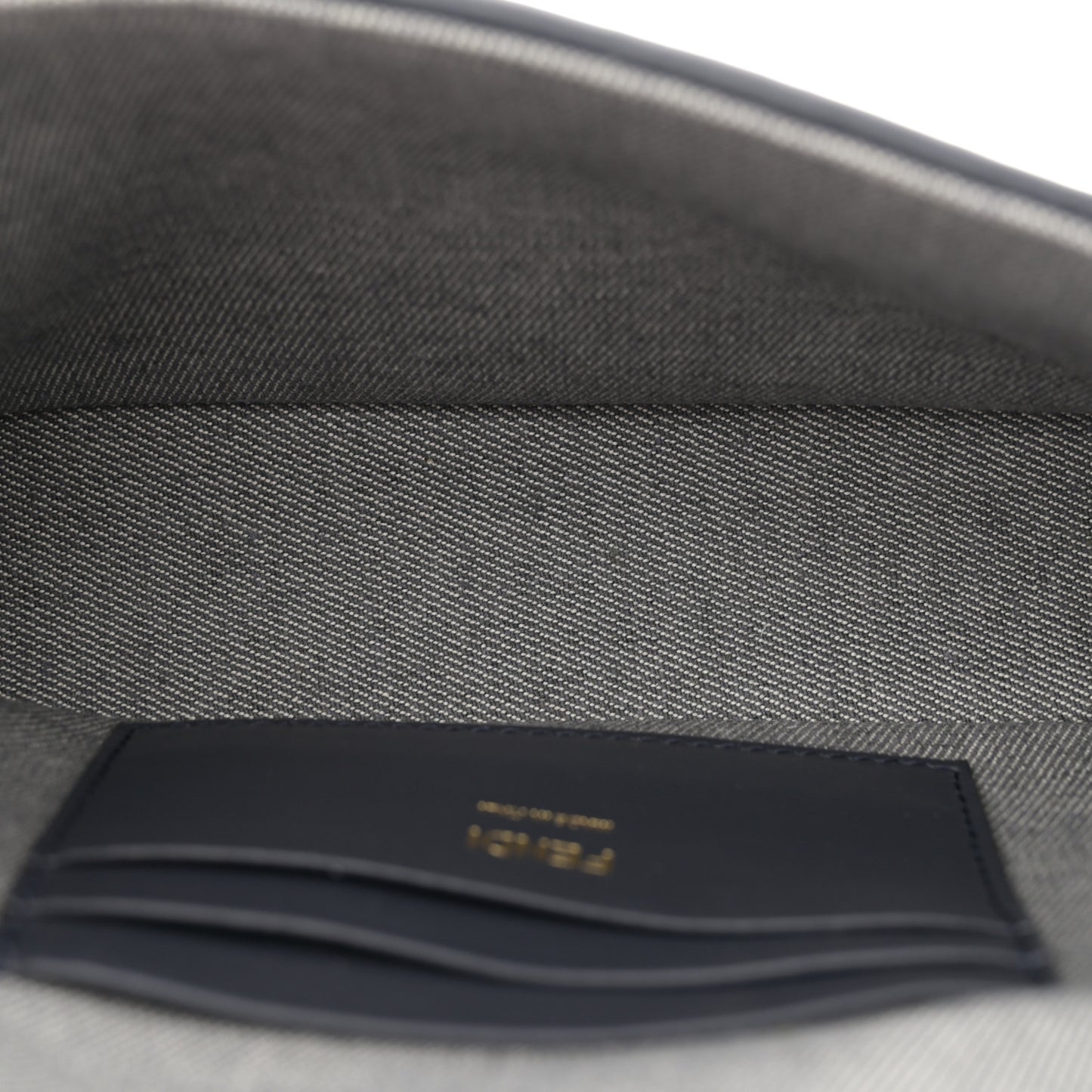Chenille Vitello Grace FF Embroidered Mini Baguette Dark Blue Grey