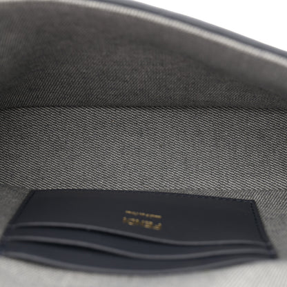 Fendi Chenille Vitello Grace FF Embroidered Mini Baguette Dark Blue Grey 5 of 10