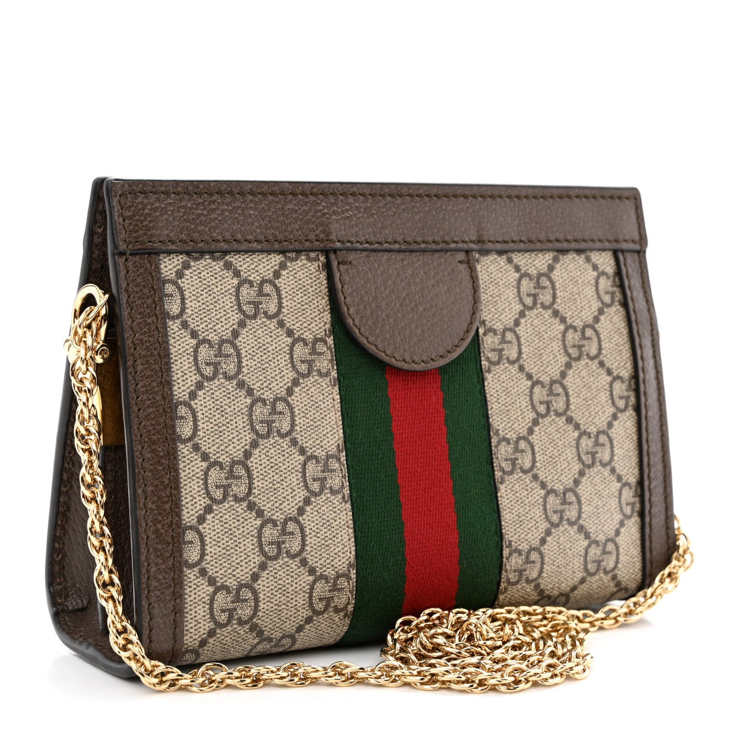GG Supreme Monogram Textured Dollar Calfskin Web Mini Ophidia Chain Shoulder Bag Beige Ebony New Acero
