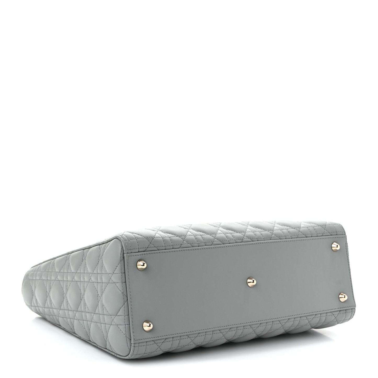 Lambskin Cannage Large Lady Dior Stone Grey