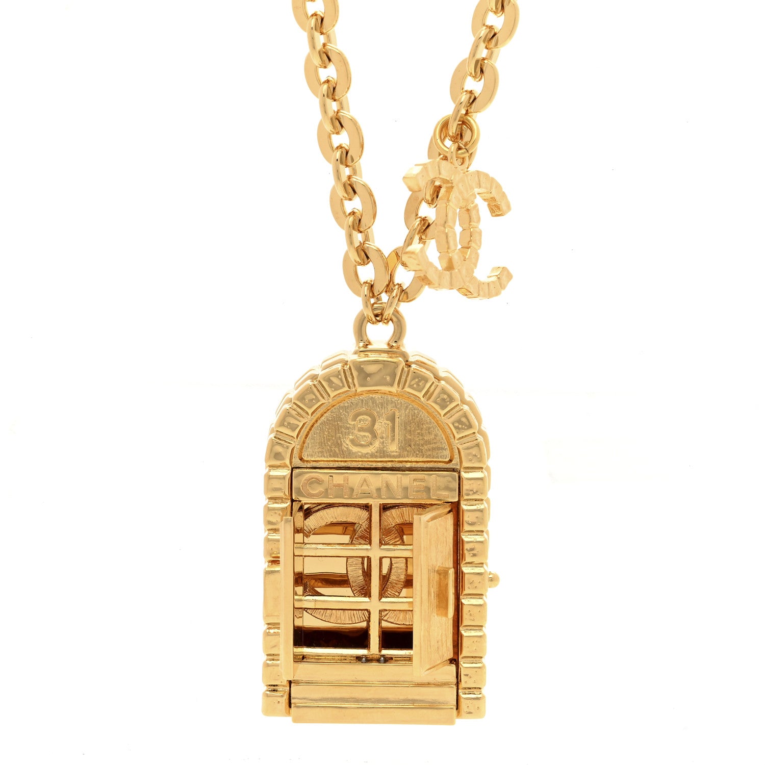 Chanel Metal 31 Rue Cambon Door Long Necklace Gold 5 of 9