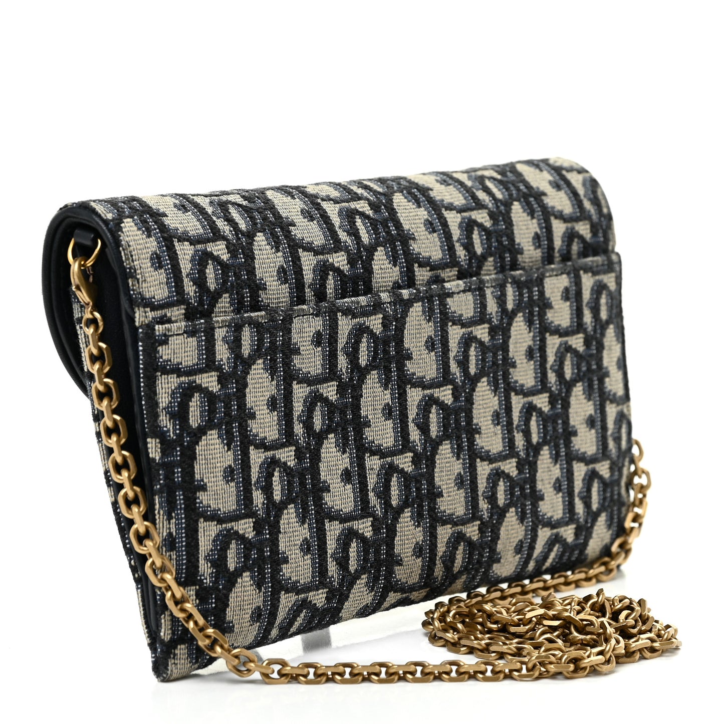 Oblique Saddle Chain Long Wallet Blue