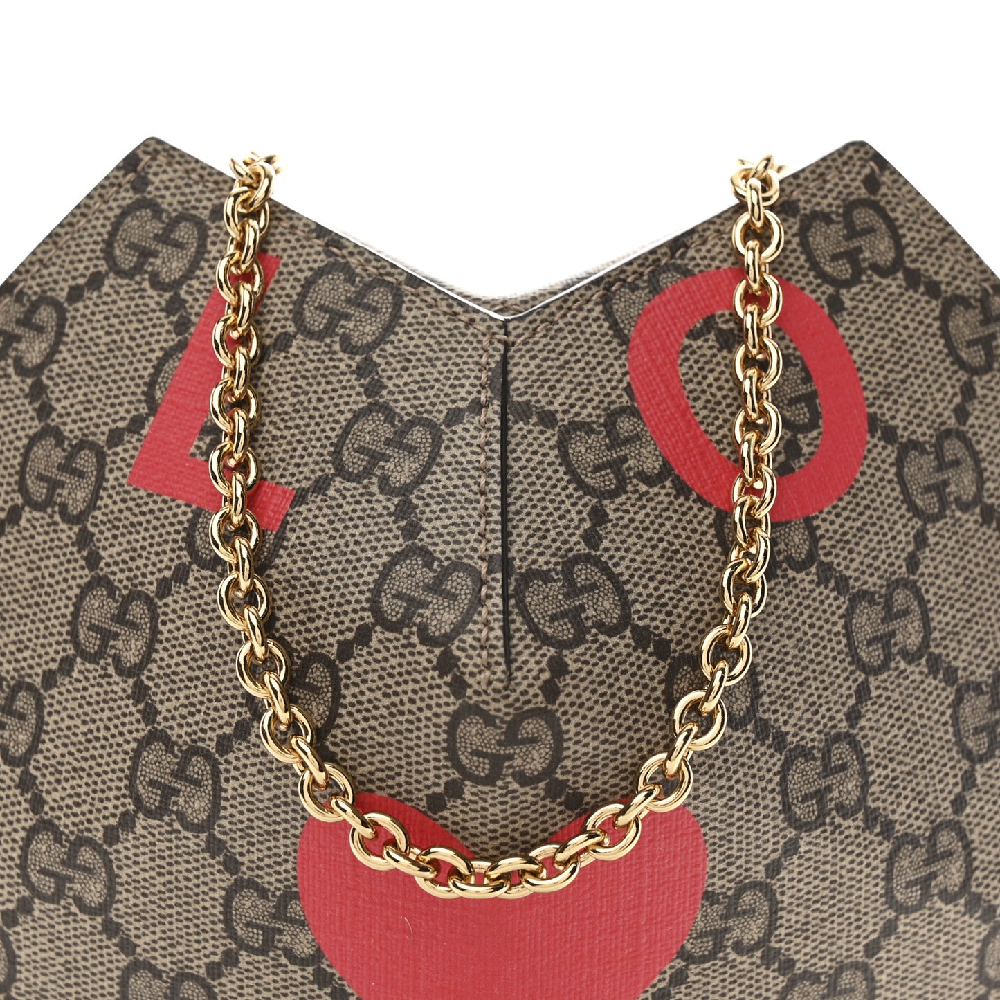 GG Supreme Monogram Love Heart Valentines Day Mini Padlock Heart Bag Beige Ebony New Geranium