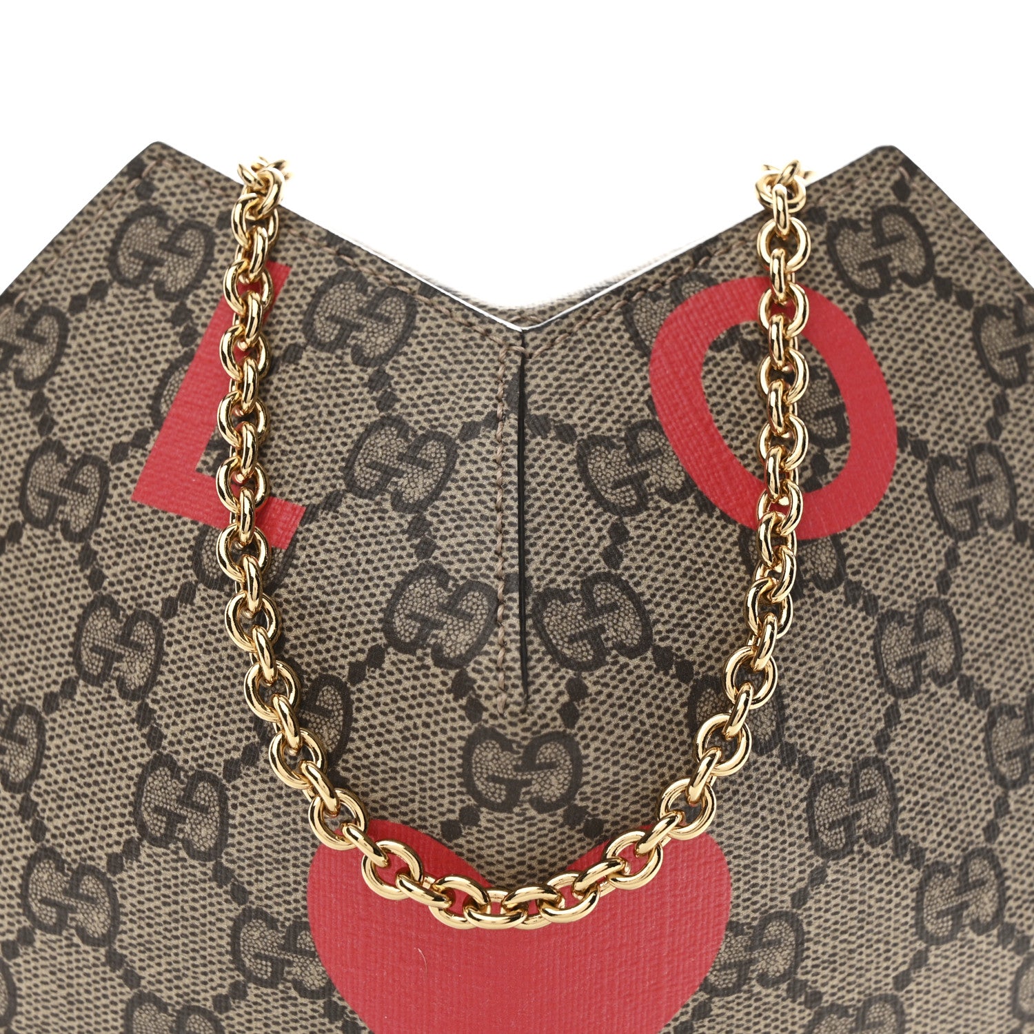 Gucci GG Supreme Monogram Love Heart Valentines Day Mini Padlock Heart Bag Beige Ebony New Geranium 8 of 10