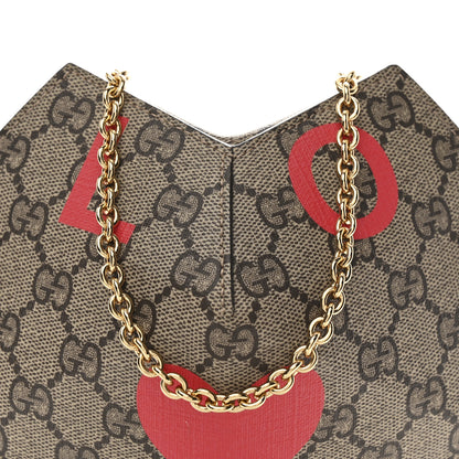 Gucci GG Supreme Monogram Love Heart Valentines Day Mini Padlock Heart Bag Beige Ebony New Geranium 8 of 10