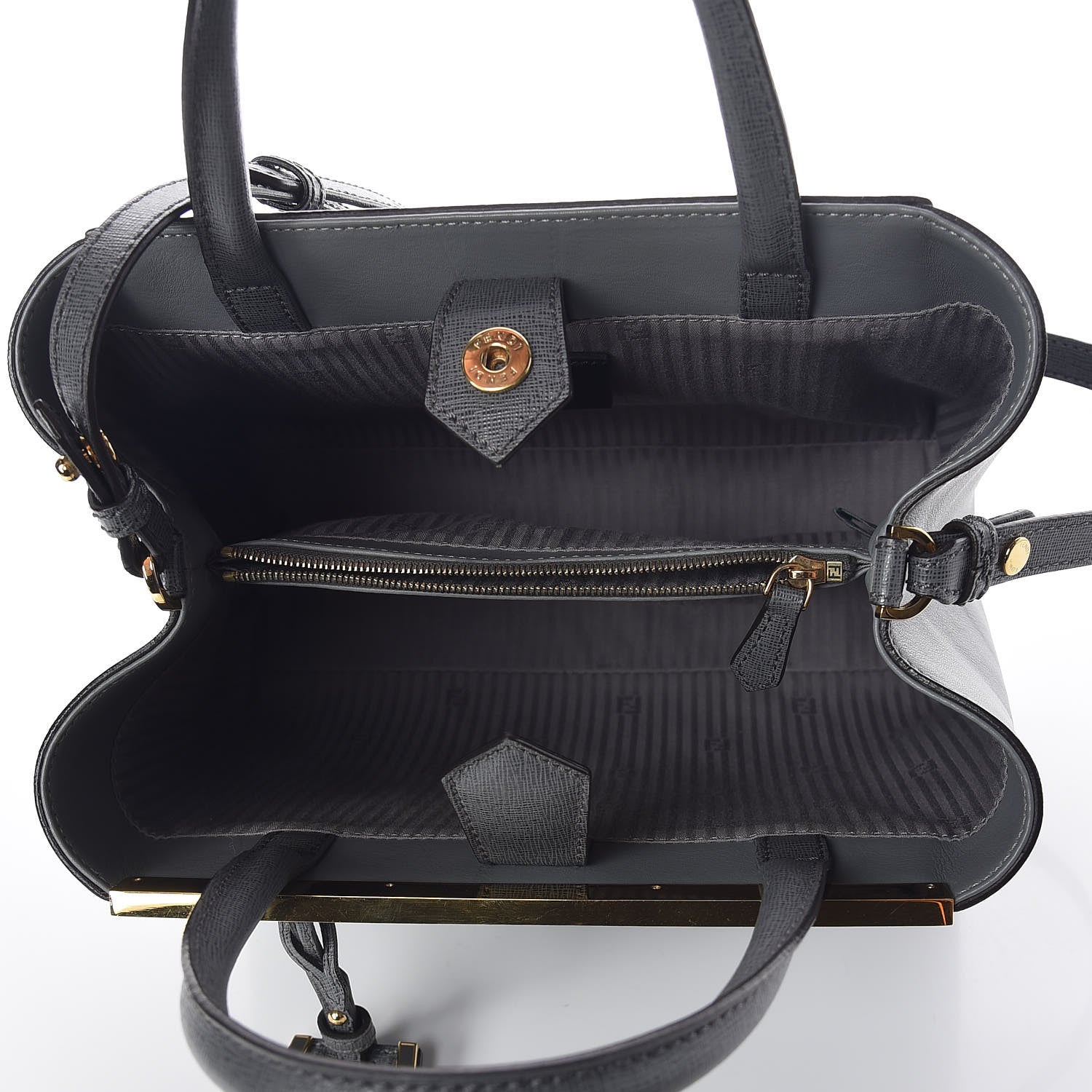 Fendi Vitello Elite Petite 2Jours Tote Grigio Grigio Chiaro 5 of 10