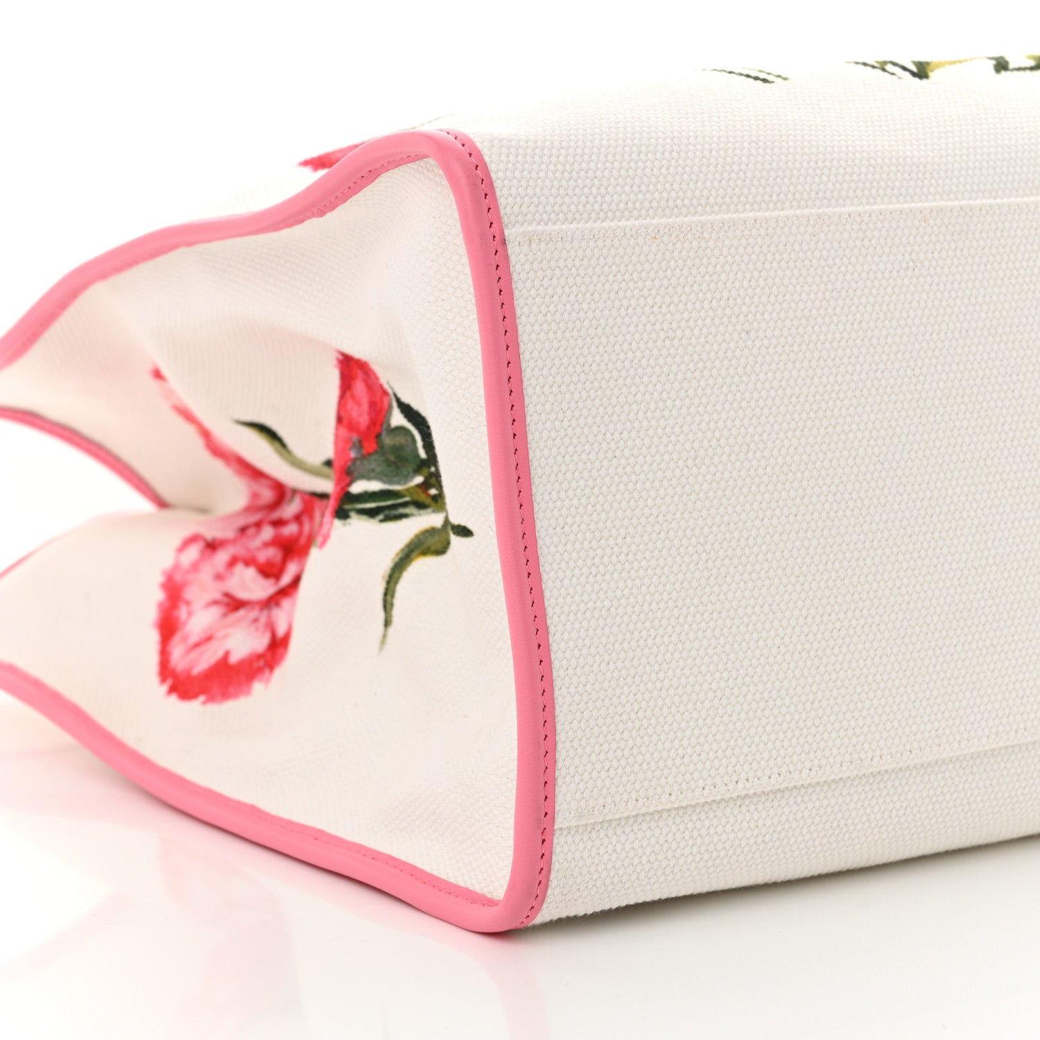 Dolce & Gabbana Canvas Floral Printed Tote White Pink 8 of 12