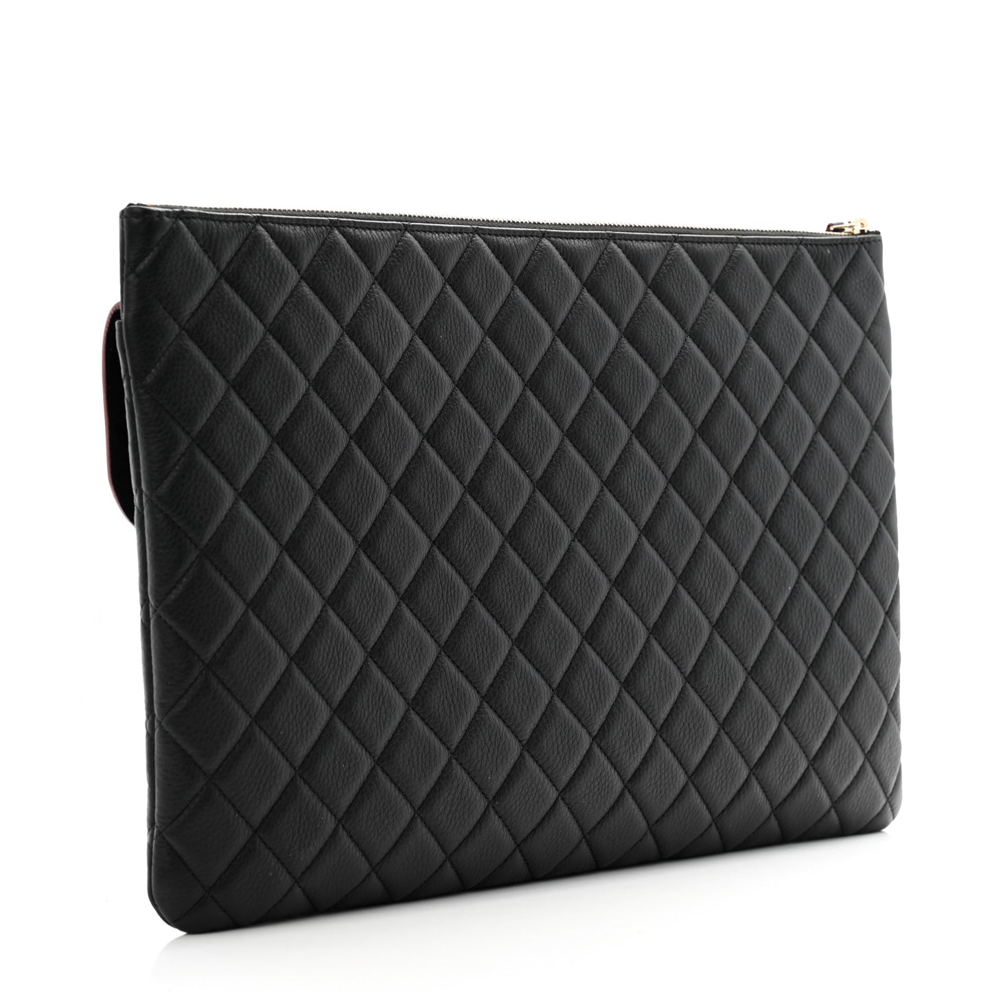 Grained Calfskin Quilted Large Archi Chic Cosmetic Case Black