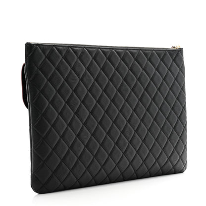 Chanel Grained Calfskin Quilted Large Archi Chic Cosmetic Case Black 3 of 12