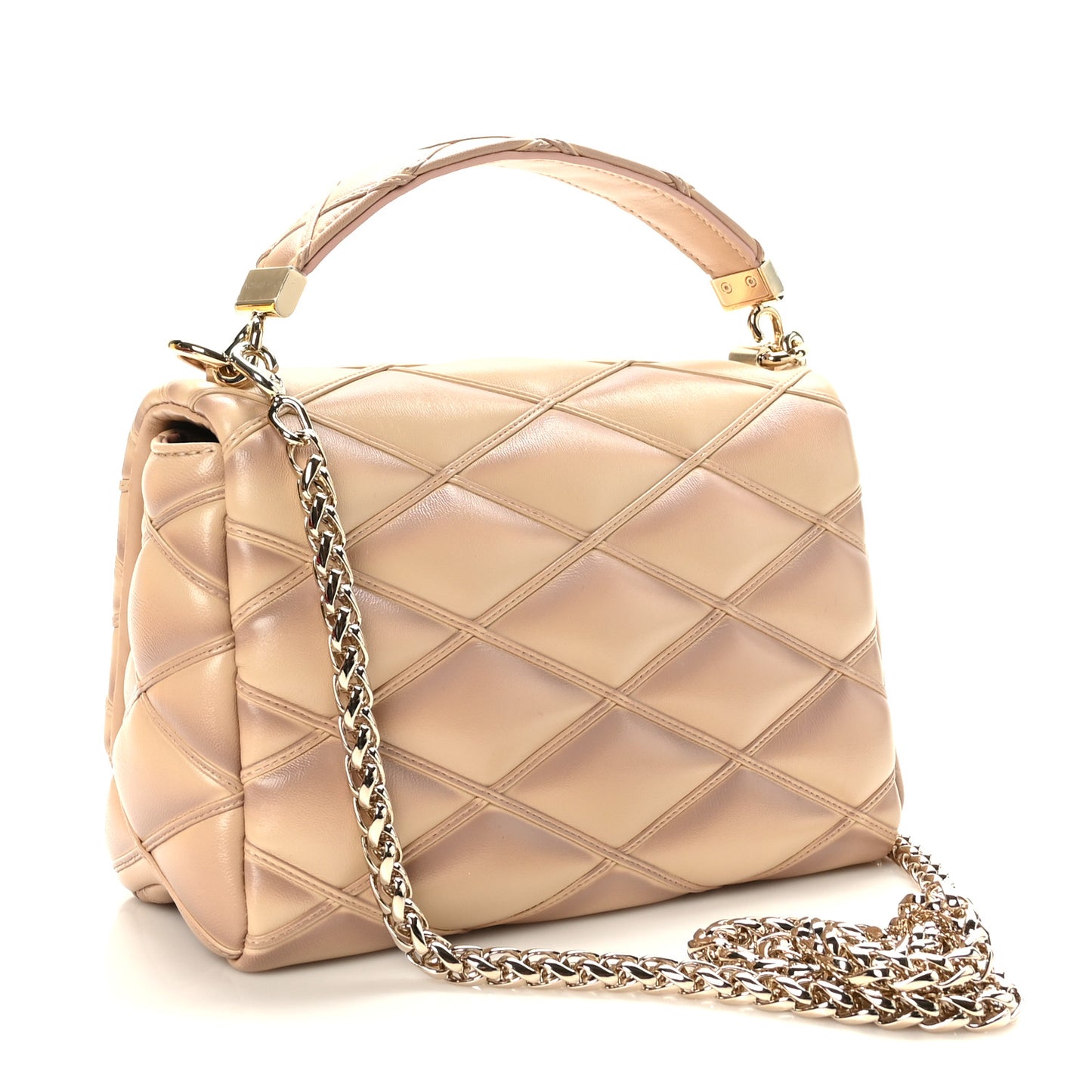 Lambskin Malletage Top Handle GO-14 MM Beige Rose