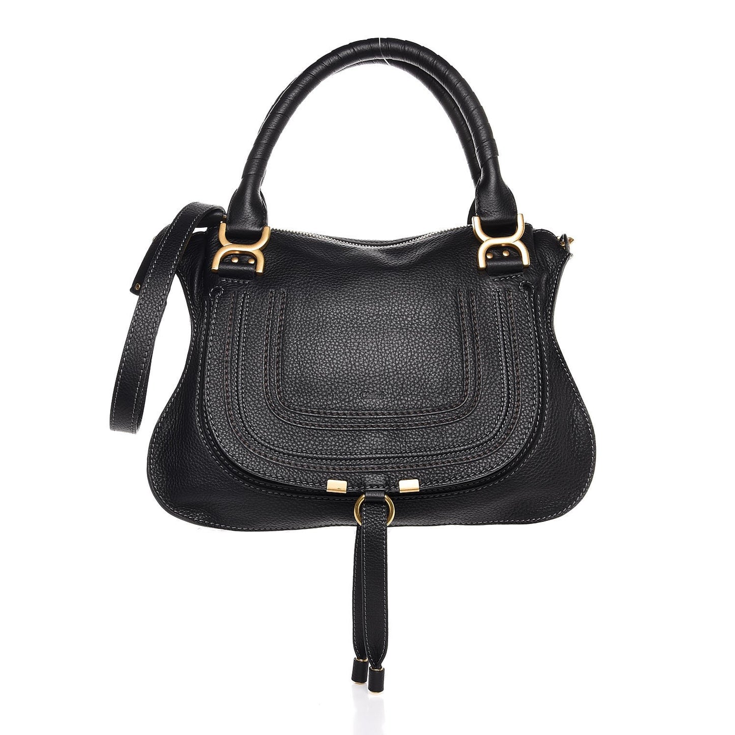 Calfskin Medium Marcie Satchel Black