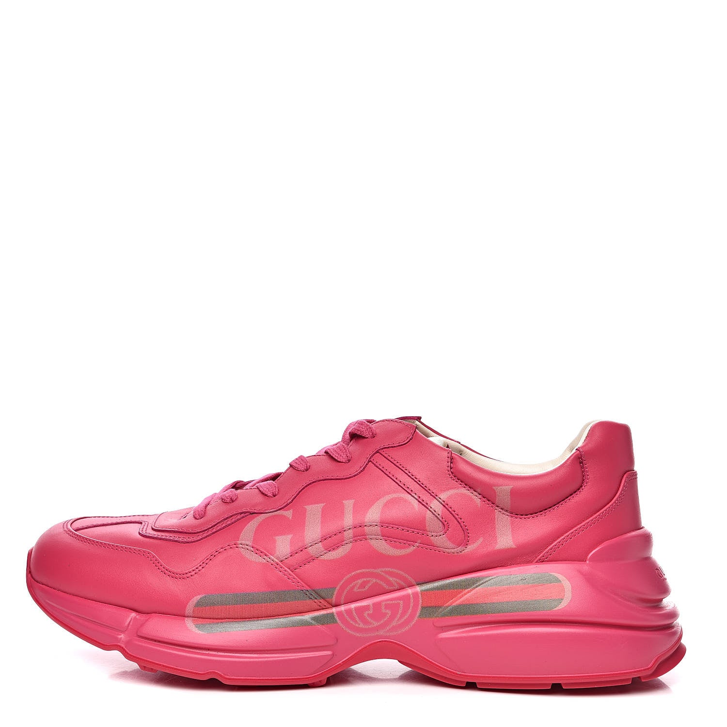 Gucci Calfskin Logo Mens Rhyton Sneakers 12.5 Box Pink 1 of 10