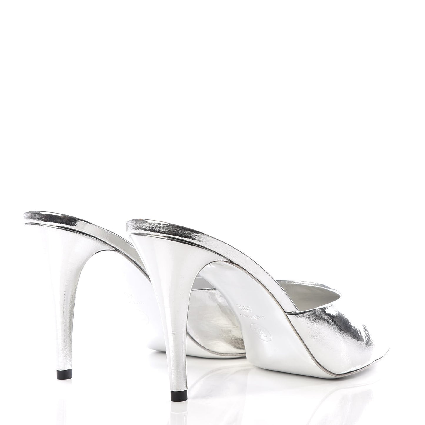 Metallic Goatskin CC Mules 40.5 Silver