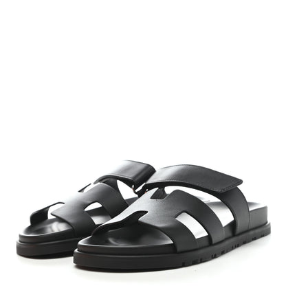 Hermes Calfskin Womens Chypre Sandals 38 Black 3 of 8