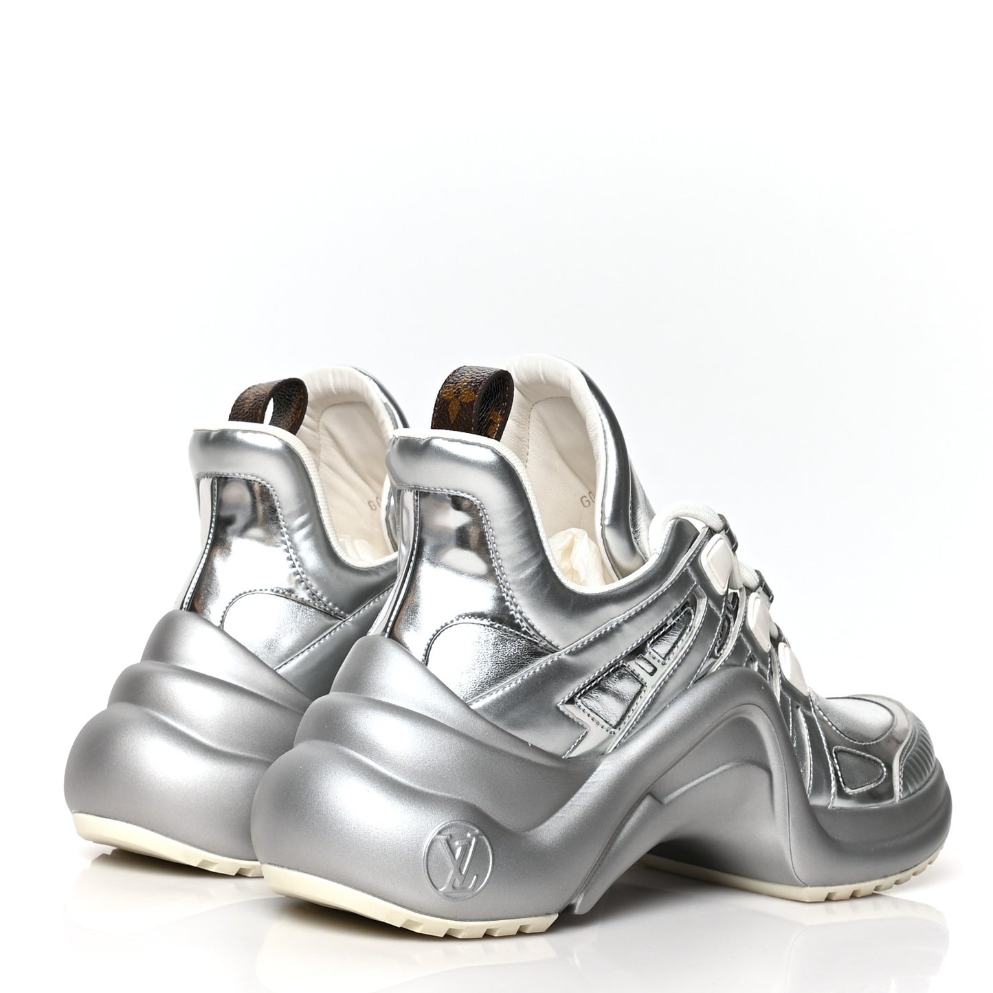 Metallic Calfskin Technical Nylon LV Archlight Sneakers 39 Silver