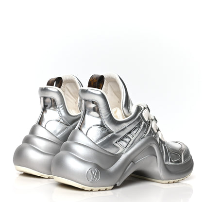 Louis Vuitton Metallic Calfskin Technical Nylon LV Archlight Sneakers 39 Silver 4 of 7