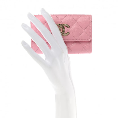 Chanel Caviar Quilted Multi Chain CC Flap Card Holder Pink 2 of 8