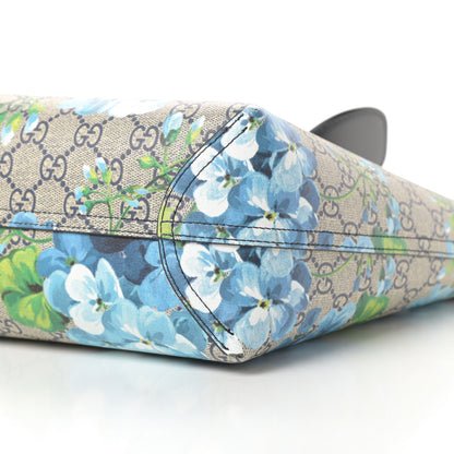 Gucci GG Supreme Monogram Blooms Small Reversible Tote Beige Blue Navy 12 of 14