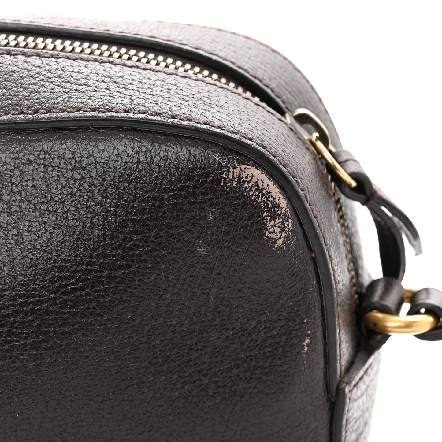 Textured Calfskin Web Small Webby Bee Shoulder Bag Brown Coffee