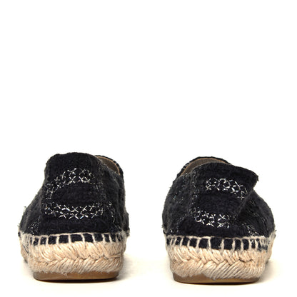 Chanel Tweed Lambskin CC Espadrilles 38 Black Silver 5 of 7