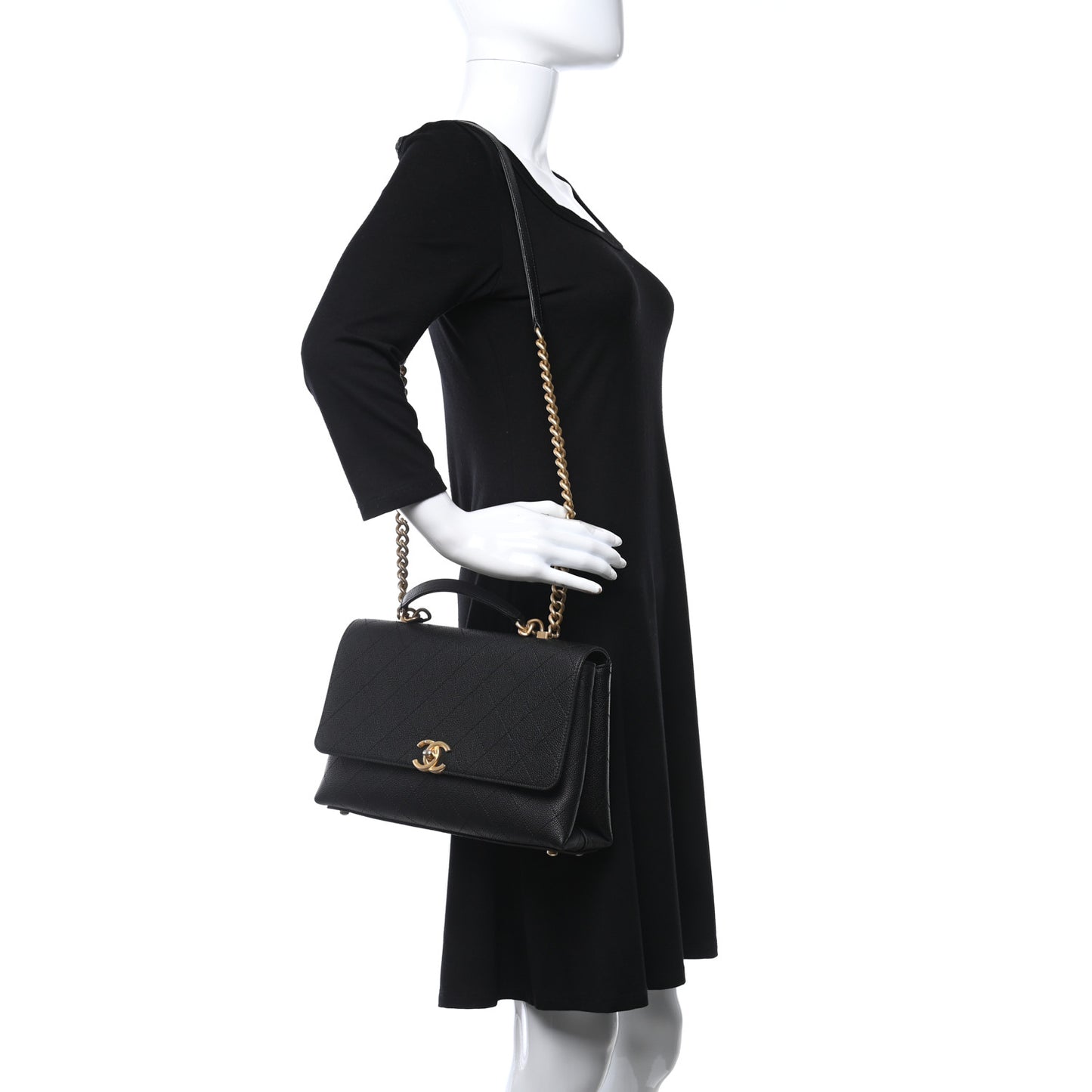 Caviar Stitched Large Flap Black
