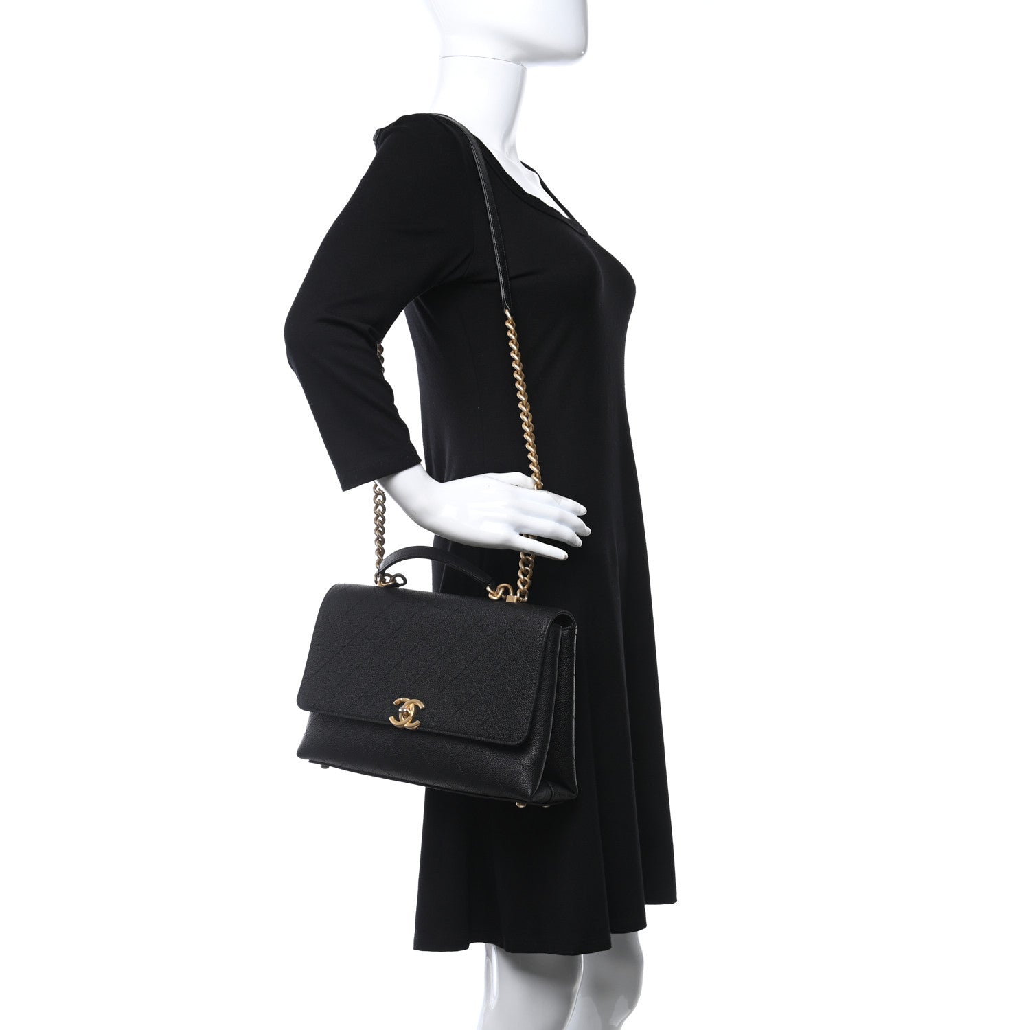 Chanel Caviar Stitched Large Flap Black 2 of 9