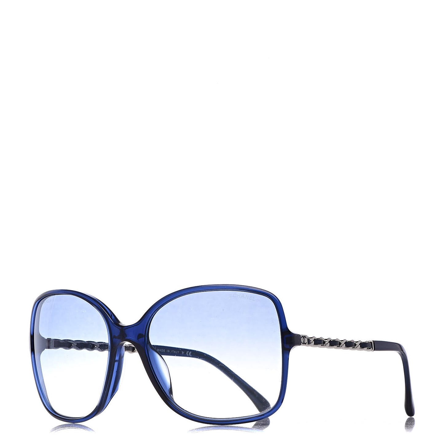 Lambskin Square Chain Sunglasses 5210-Q Blue