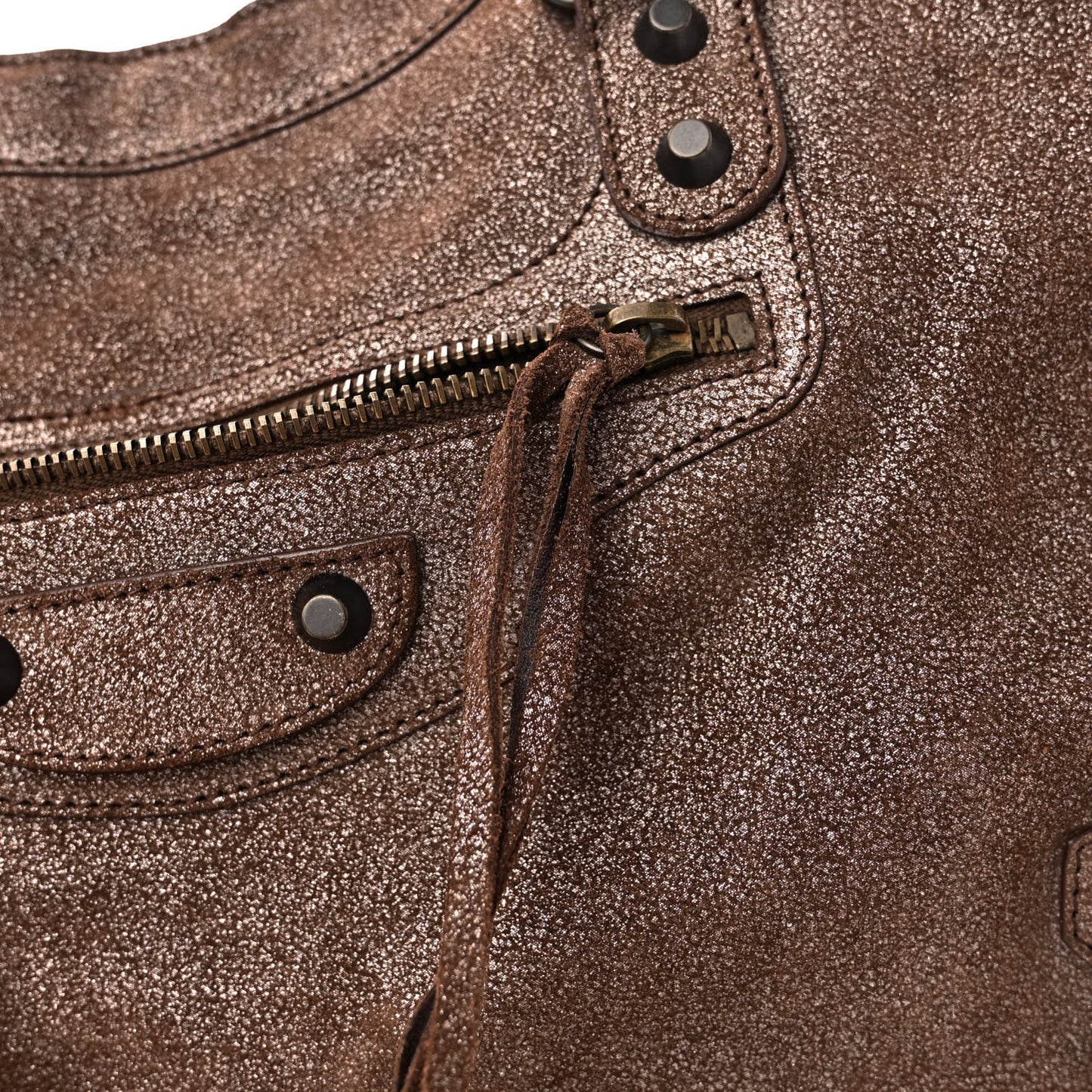 Metallic Craquele Calfskin Classic Hardware City Bronze