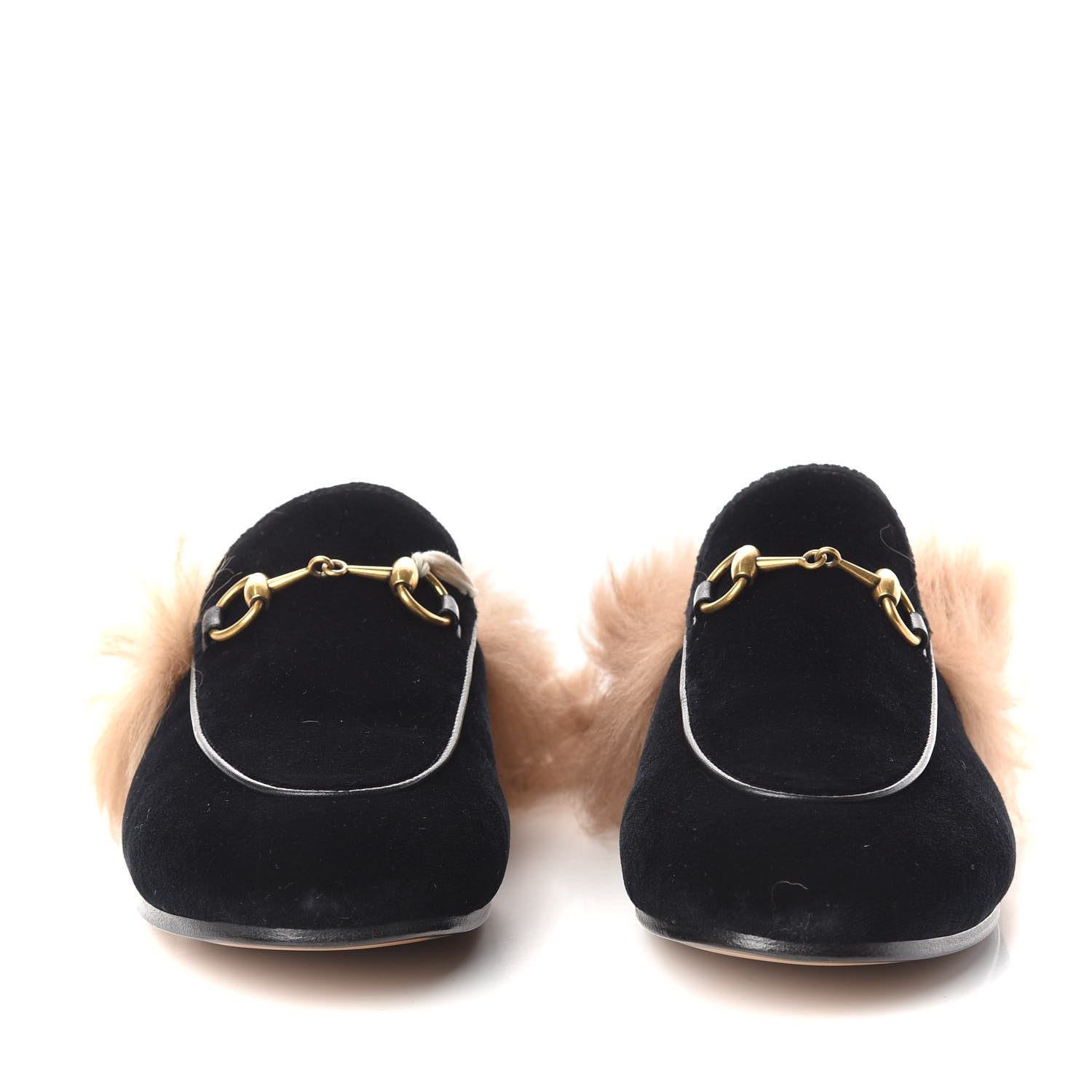 Gucci Velvet Fur Womens Princetown Slippers 36.5 Black 3 of 10