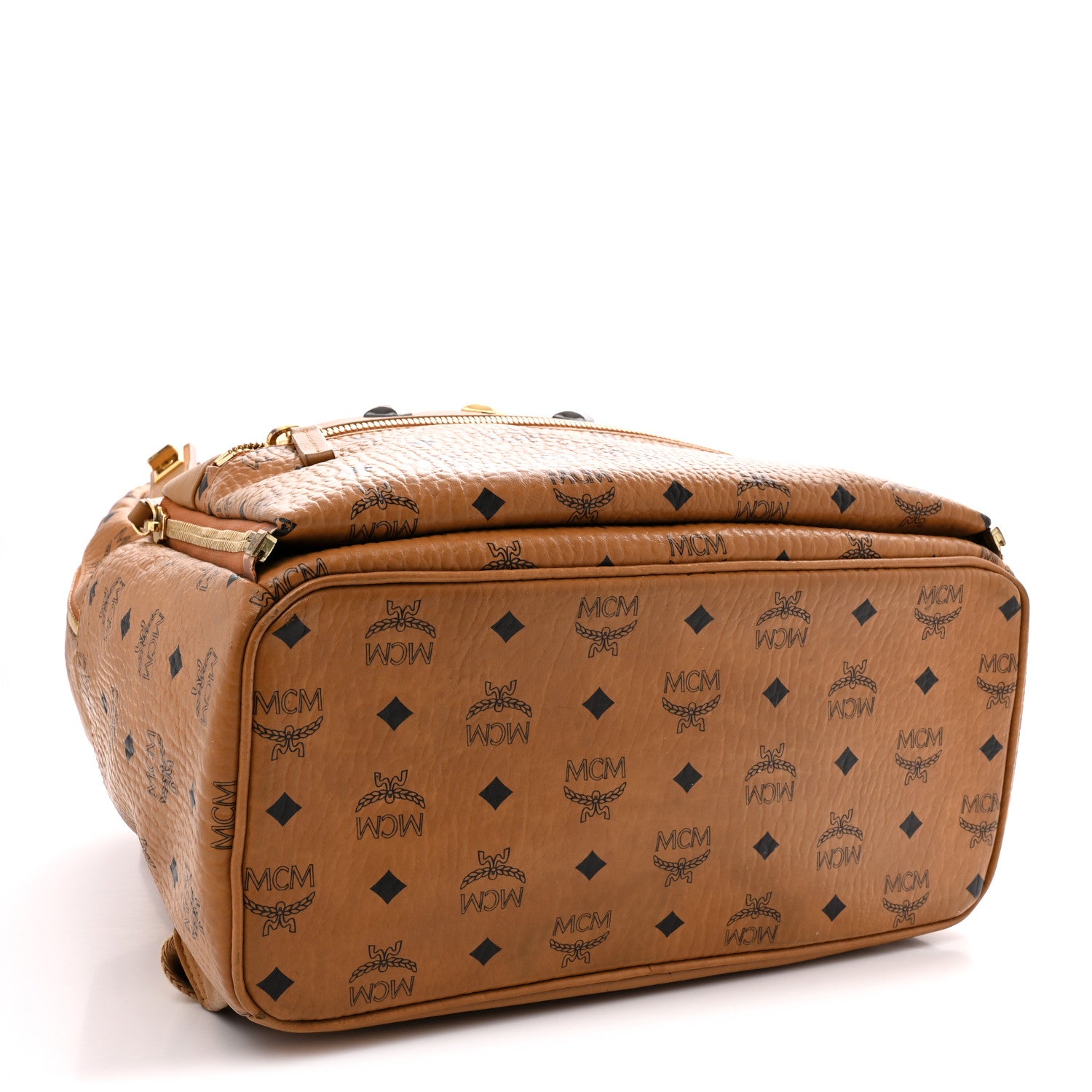MCM Visetos Studded Medium Dual Stark Backpack Cognac 4 of 11