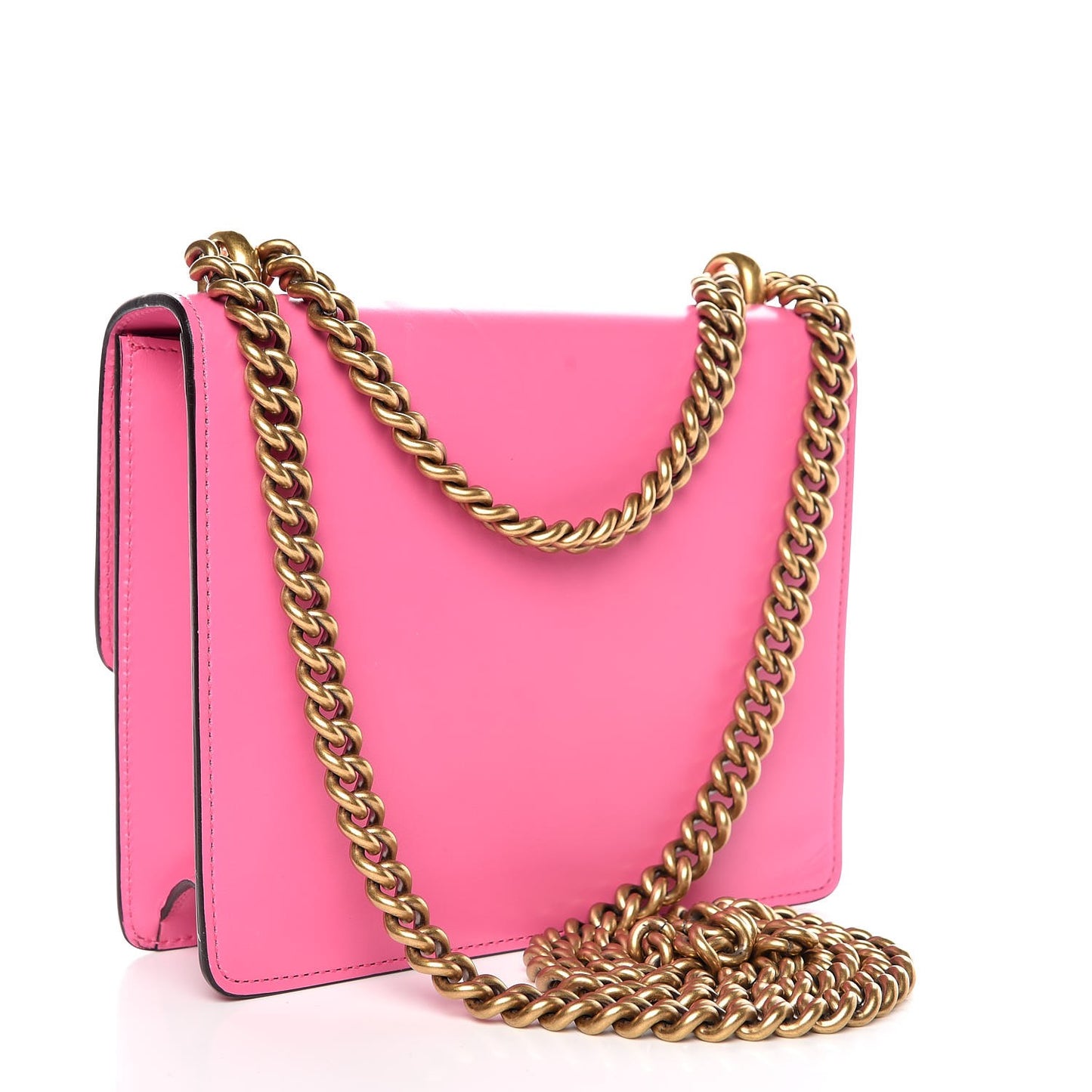 Knight Calfskin Small GG Marmont Chain Handle Bag Pink Tropical Flower