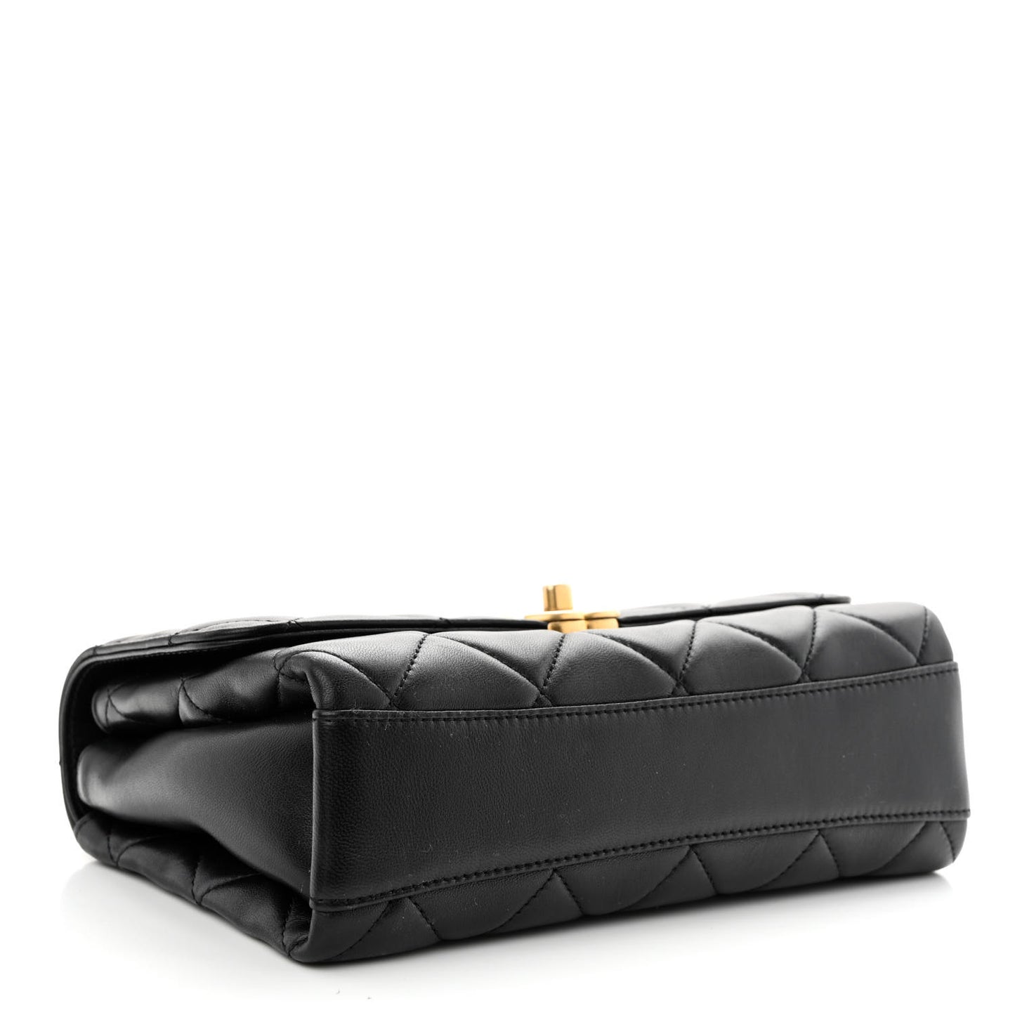 Lambskin Quilted CC Crystal Logo Chain Flap Black