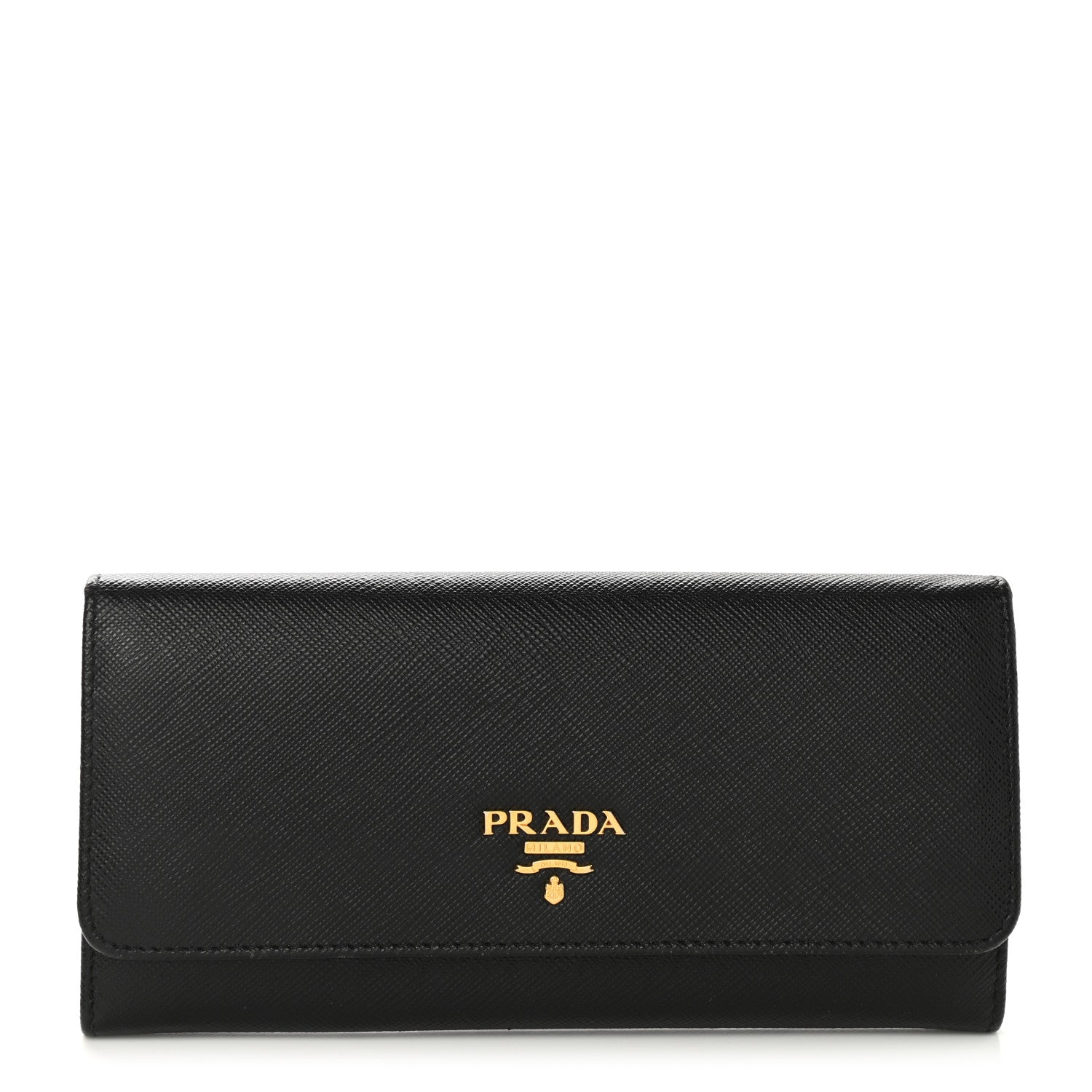 Prada Saffiano Metal Continental Flap Wallet Black 2 of 8