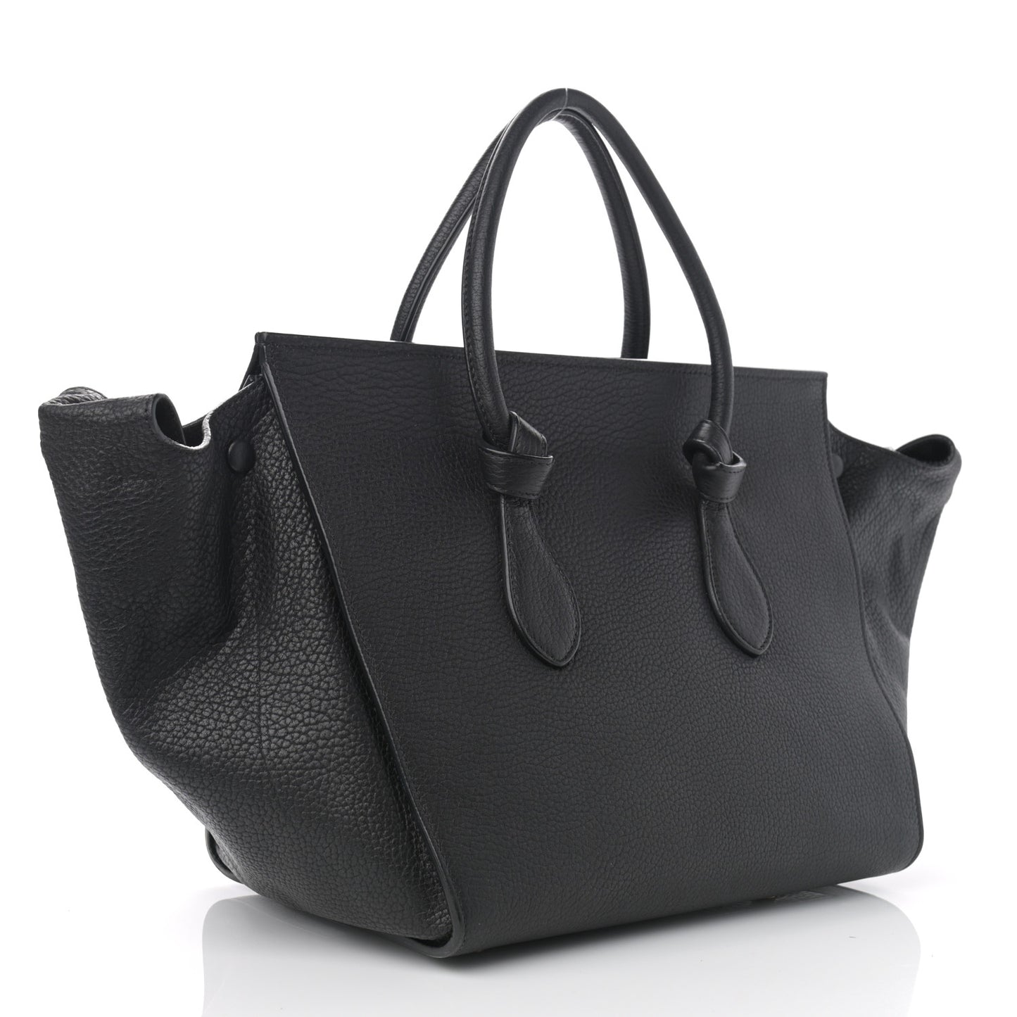 Crisped Calfskin Medium Tie Knot Tote Black