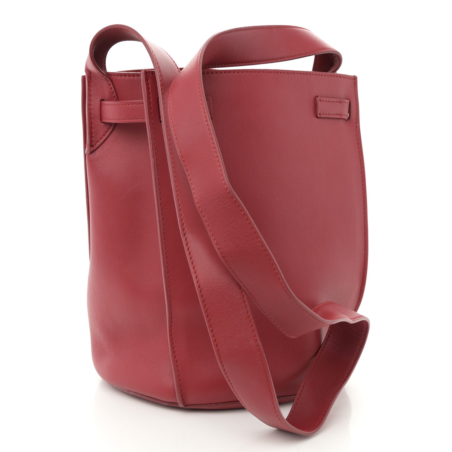 Supple Grained Calfskin Big Bag Bucket Red