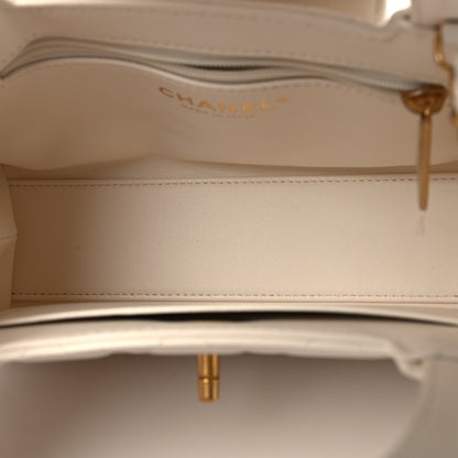 Chanel Shiny Aged Calfskin Quilted Nano Kelly Shopper White 4 of 10