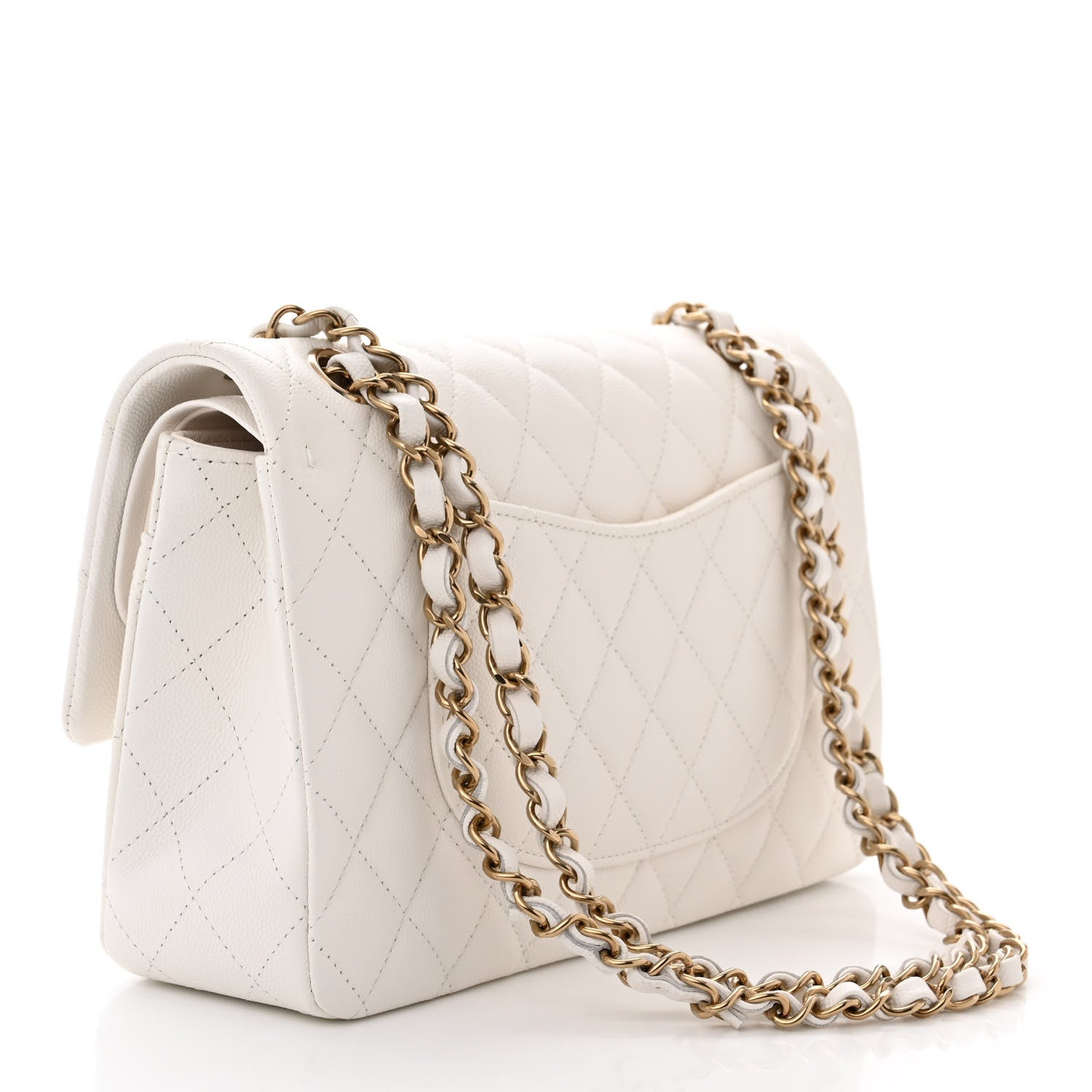 Chanel Caviar Quilted Medium Double Flap White 3 of 10