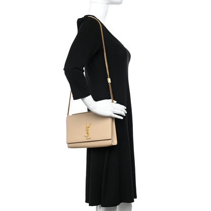 Saint Laurent Grain De Poudre Medium Monogram Kate Satchel Dark Beige 2 of 13