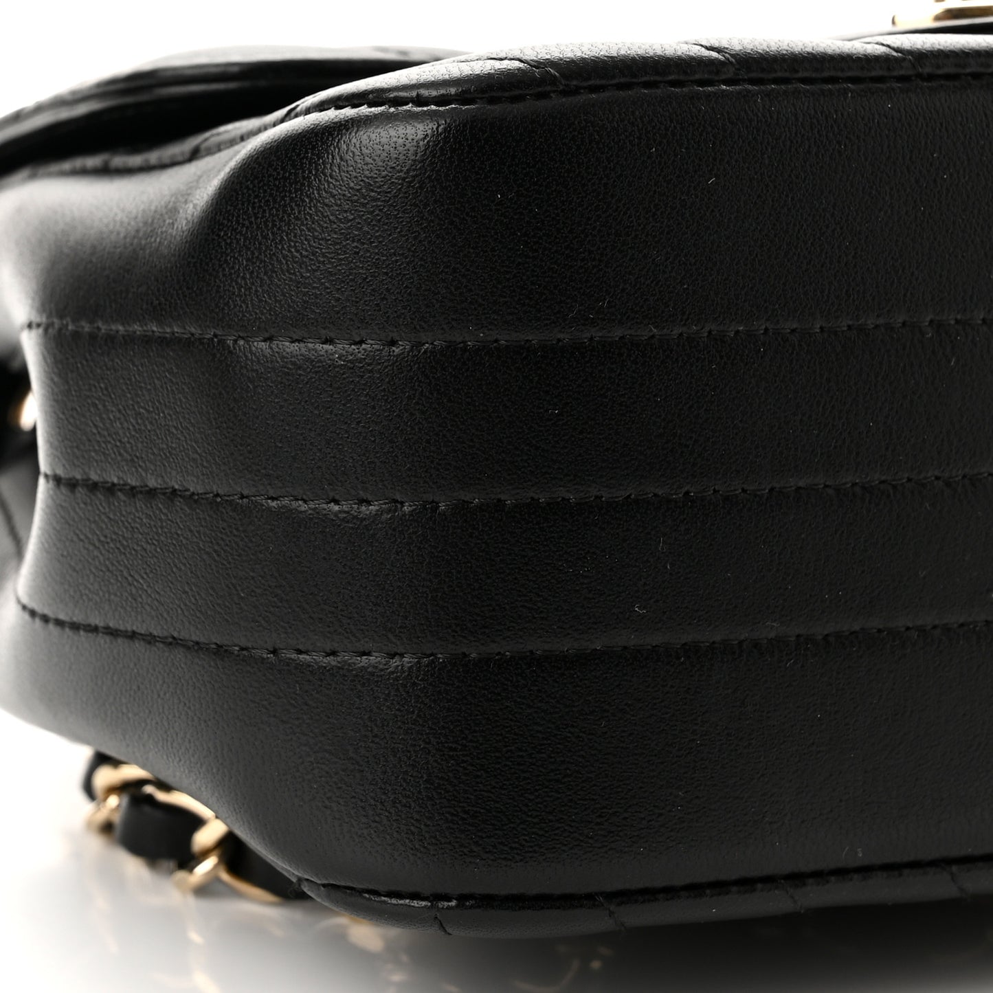 Lambskin Chevron Quilted Mini Square Flap Black