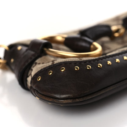 Gucci Monogram Studded Small Horsebit Clutch Dark Brown 8 of 11