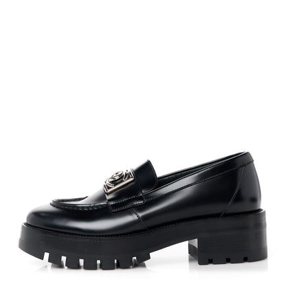 Chanel Calfskin Metal CC Loafers 36.5 Black 1 of 9