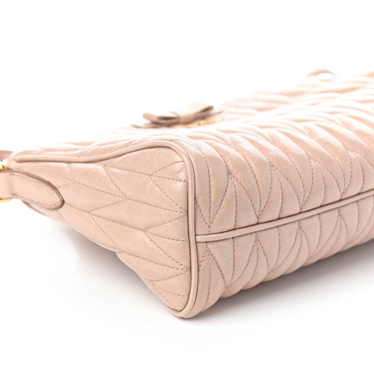 Vitello Lux Matelasse Bow Shoulder Bag Cipria