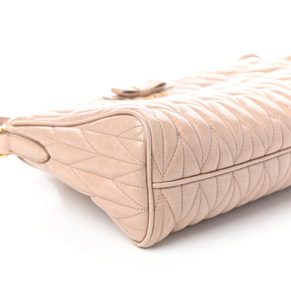 Miu Miu Vitello Lux Matelasse Bow Shoulder Bag Cipria 8 of 9