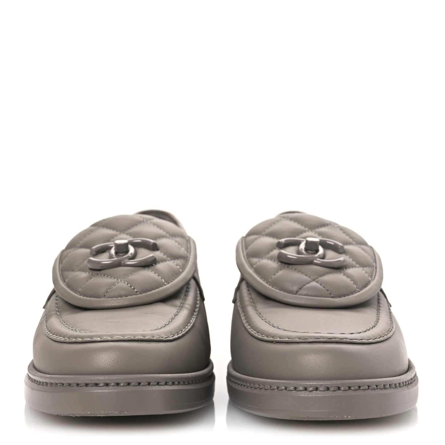 Lambskin Quilted CC Turnlock Loafers 39 Grey