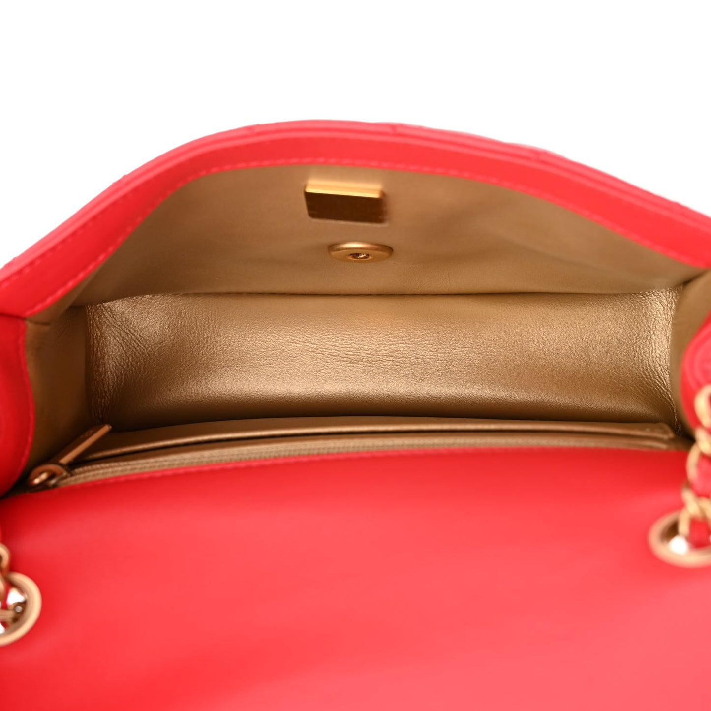 Lambskin Quilted Mini Rectangular Pearl Crush Flap Red