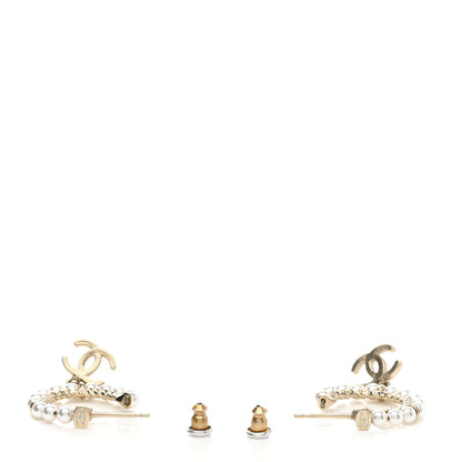Chanel Pearl Charms CC Hoop Earrings Gold 3 of 4
