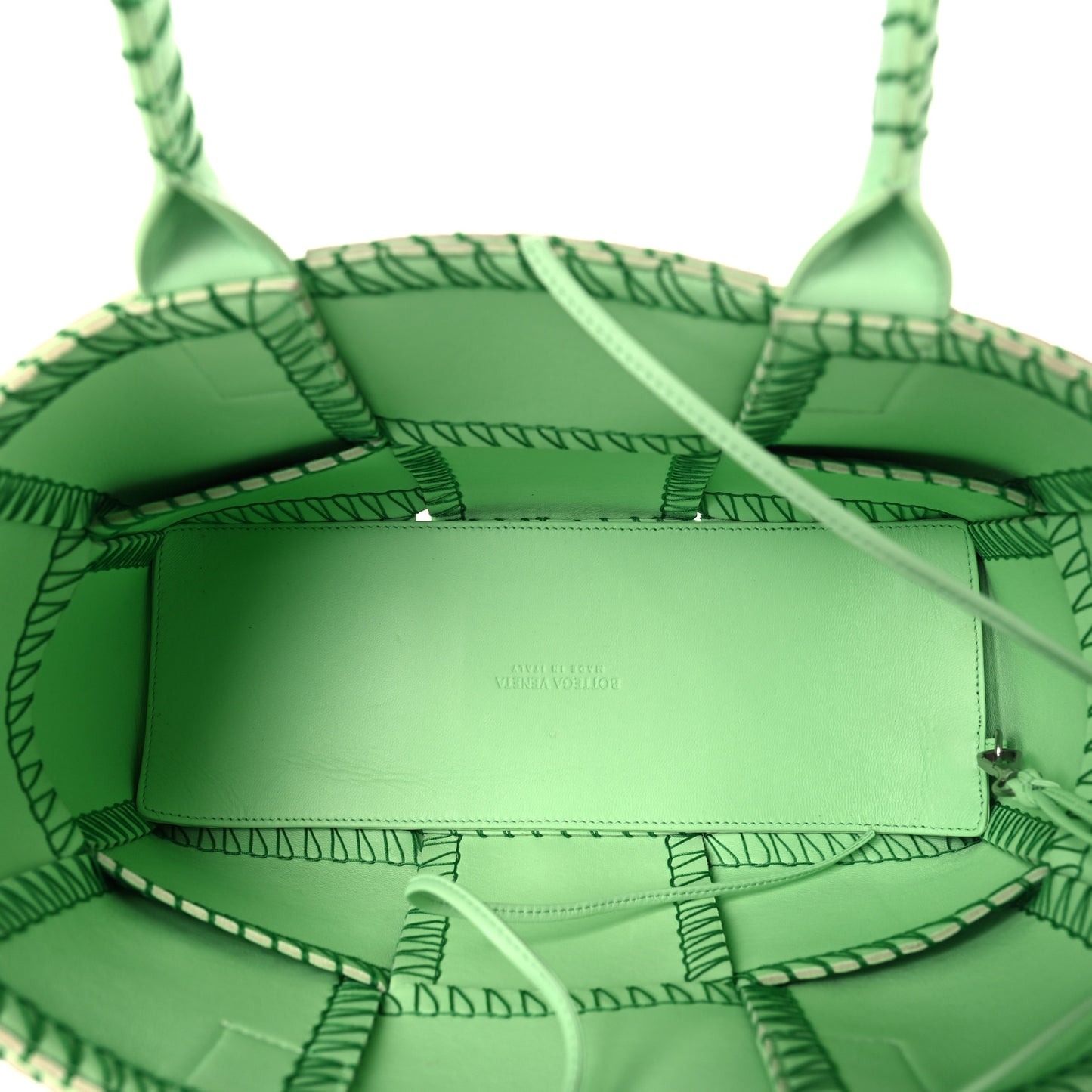 Nappa Maxi Intrecciato Overlock Stitched Small Arco Tote Wasabi Parakeet
