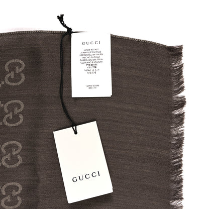 Gucci Wool Silk GG Monogram GGNat Scarf Rope Dark Brown 4 of 4