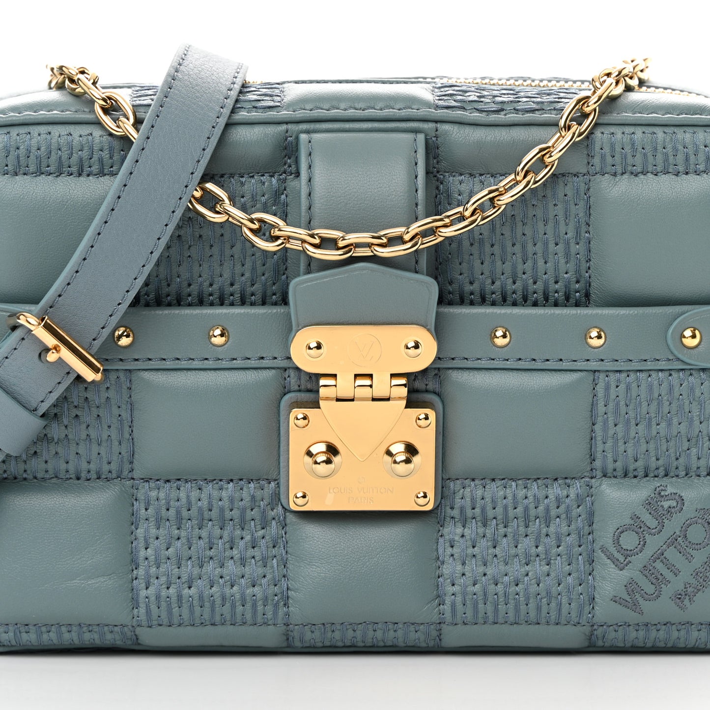 Lambskin Damier Quilt Troca PM Glacier