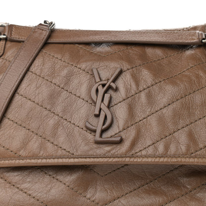 Saint Laurent Crinkled Calfskin Matelasse Monogram Medium Niki Chain Satchel Tan Brown 9 of 15